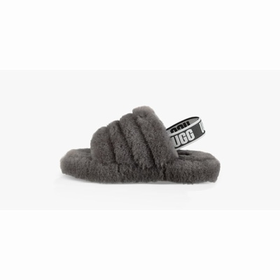 Chinelos UGG Fluff Yeah Criança Cinzentas Escuro | PT-VOMEN